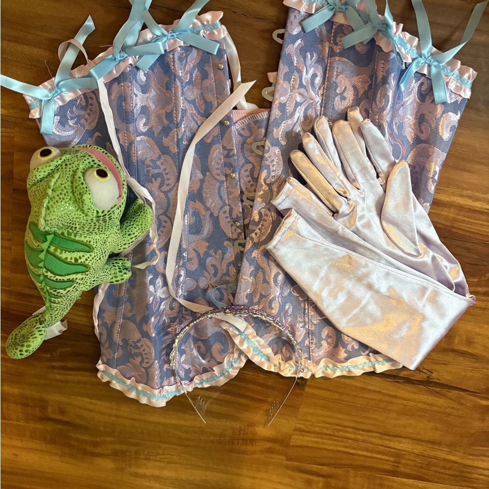 Lavender and Blue Corset with Gloves